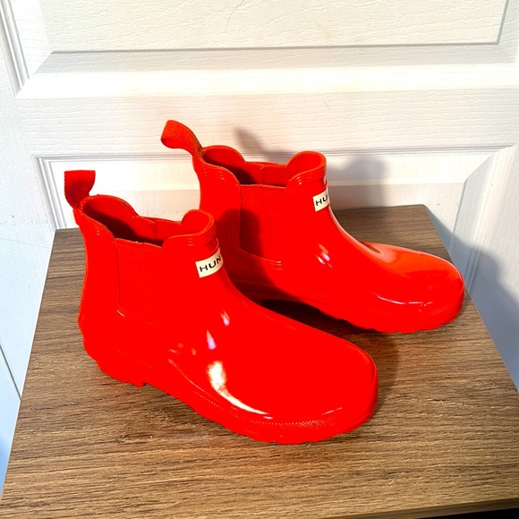 HUNTER CHELSEA PLAY RAIN BOOTS RUBBER IN ORANGE IN SIZE 6 - Picture 3 of 7